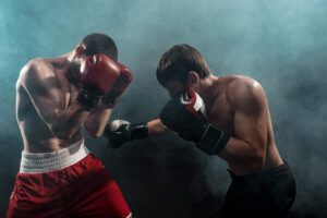 two-professional-boxer-boxing-black-smoky